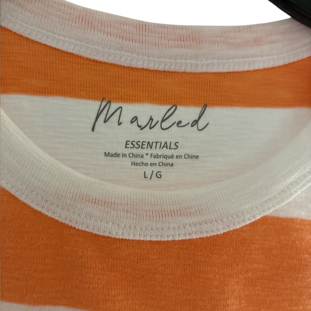 Marled White Tangerine Striped Cotton Modal Top - Picture 7 of 7